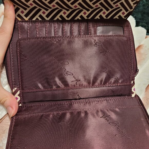 Vera Bradley Ultimate Wallet Quilted Wine Tri-fold - Picture 2 of 6